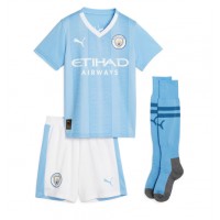 Camisa de Futebol Manchester City Jack Grealish #10 Equipamento Principal Infantil 2023-24 Manga Curta (+ Calças curtas)